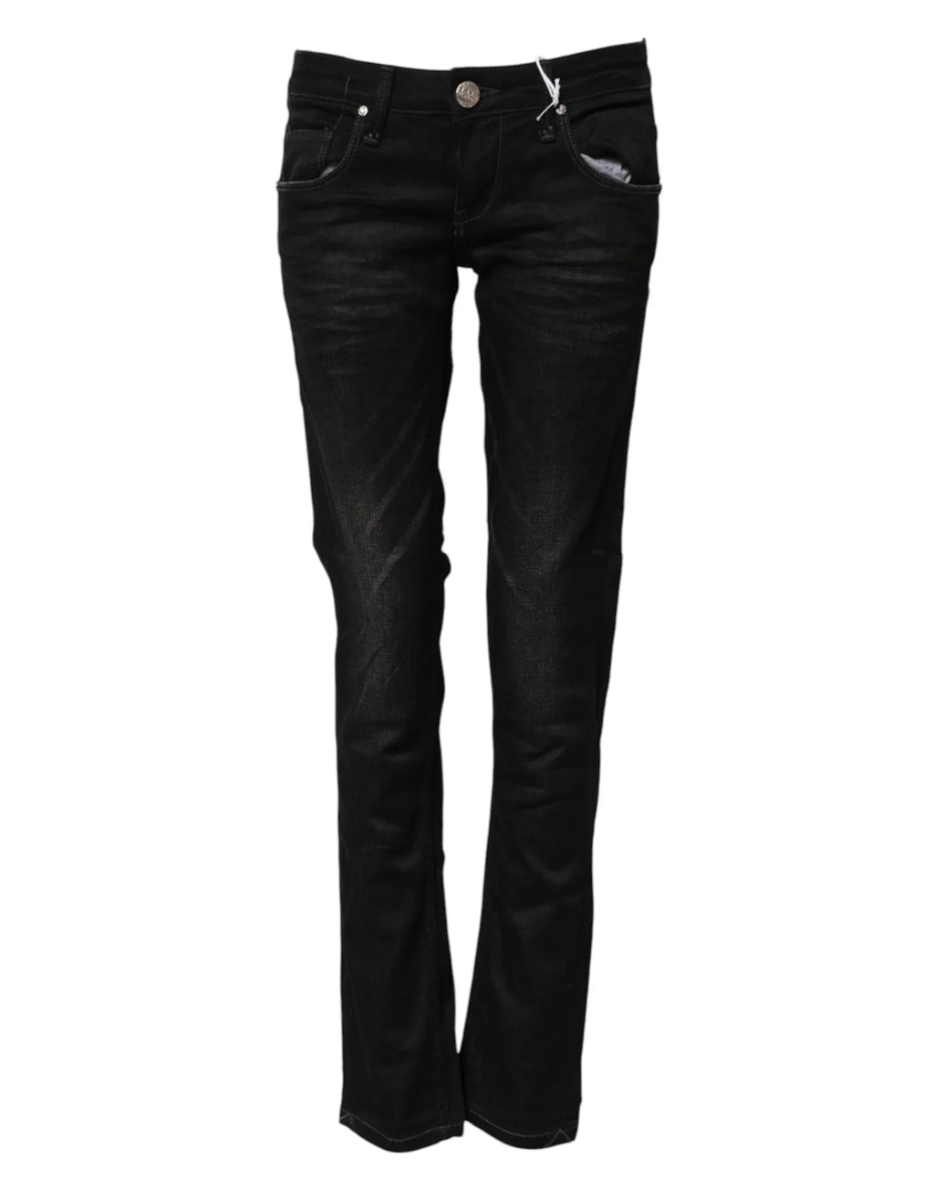 Acht Black Cotton Slim Fit Denim Low Waist Denim Jeans - Zeiniez
