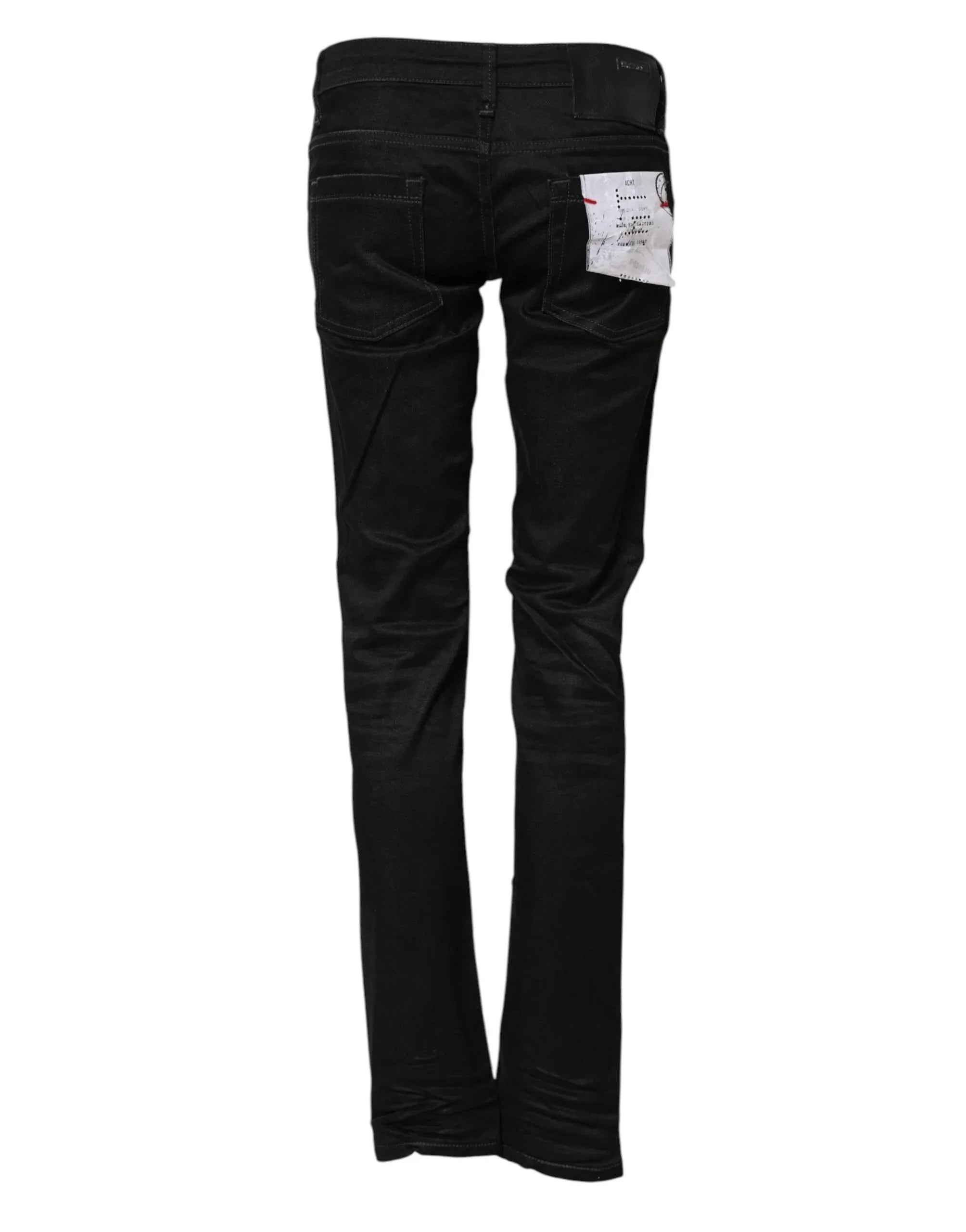 Acht Black Cotton Slim Fit Denim Low Waist Denim Jeans - Zeiniez