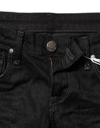 Acht Black Cotton Slim Fit Denim Low Waist Denim Jeans - Zeiniez