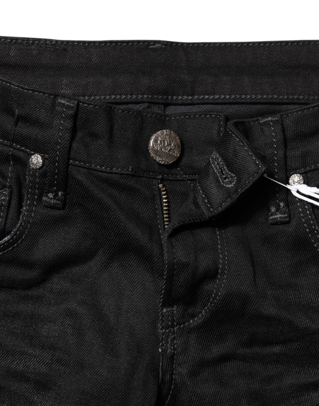 Acht Black Cotton Slim Fit Denim Low Waist Denim Jeans