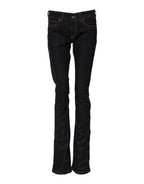 GF Ferre Dark Blue Cotton Mid Waisted Skinny Denim Jeans - Zeiniez