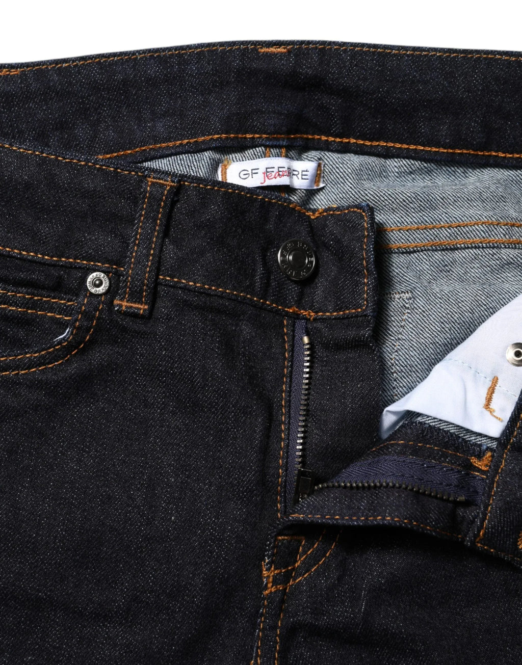 GF Ferre Dark Blue Cotton Mid Waisted Skinny Denim Jeans - Zeiniez