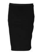 GF Ferre Black Polyester Pencil Cut Knee Length Skirt
