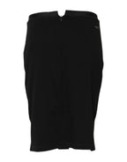 GF Ferre Black Polyester Pencil Cut Knee Length Skirt - Zeiniez