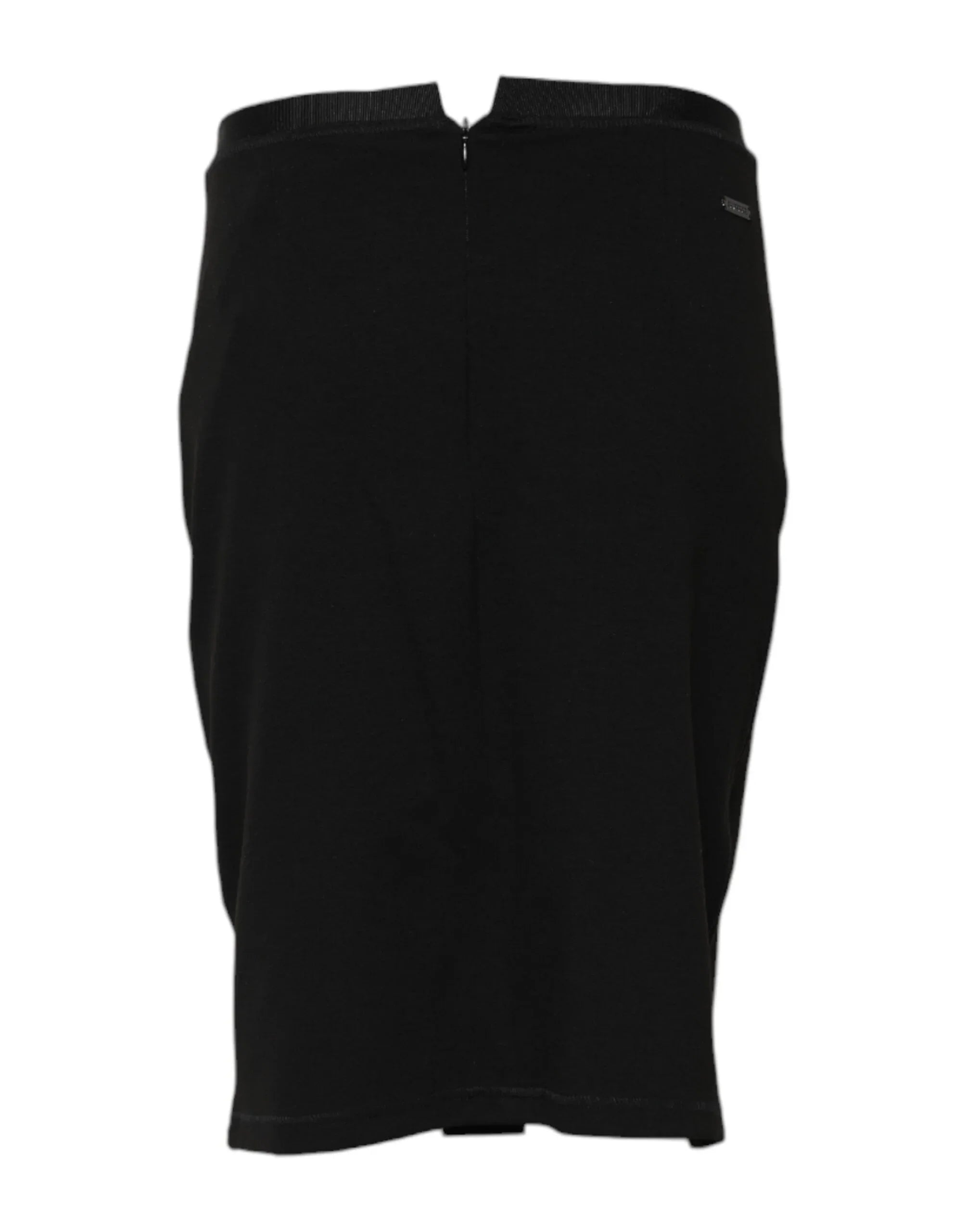 GF Ferre Black Polyester Pencil Cut Knee Length Skirt - Zeiniez