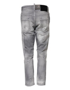 Dsquared² Gray Washed Mid Waist Tapered Jeans - Zeiniez