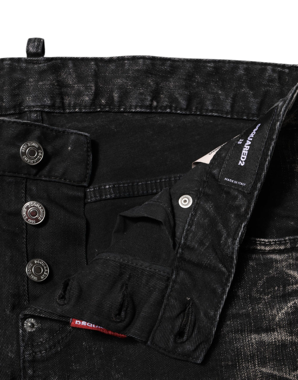 Dsquared² Black Washed Mid Waist Tapered Denim Jeans