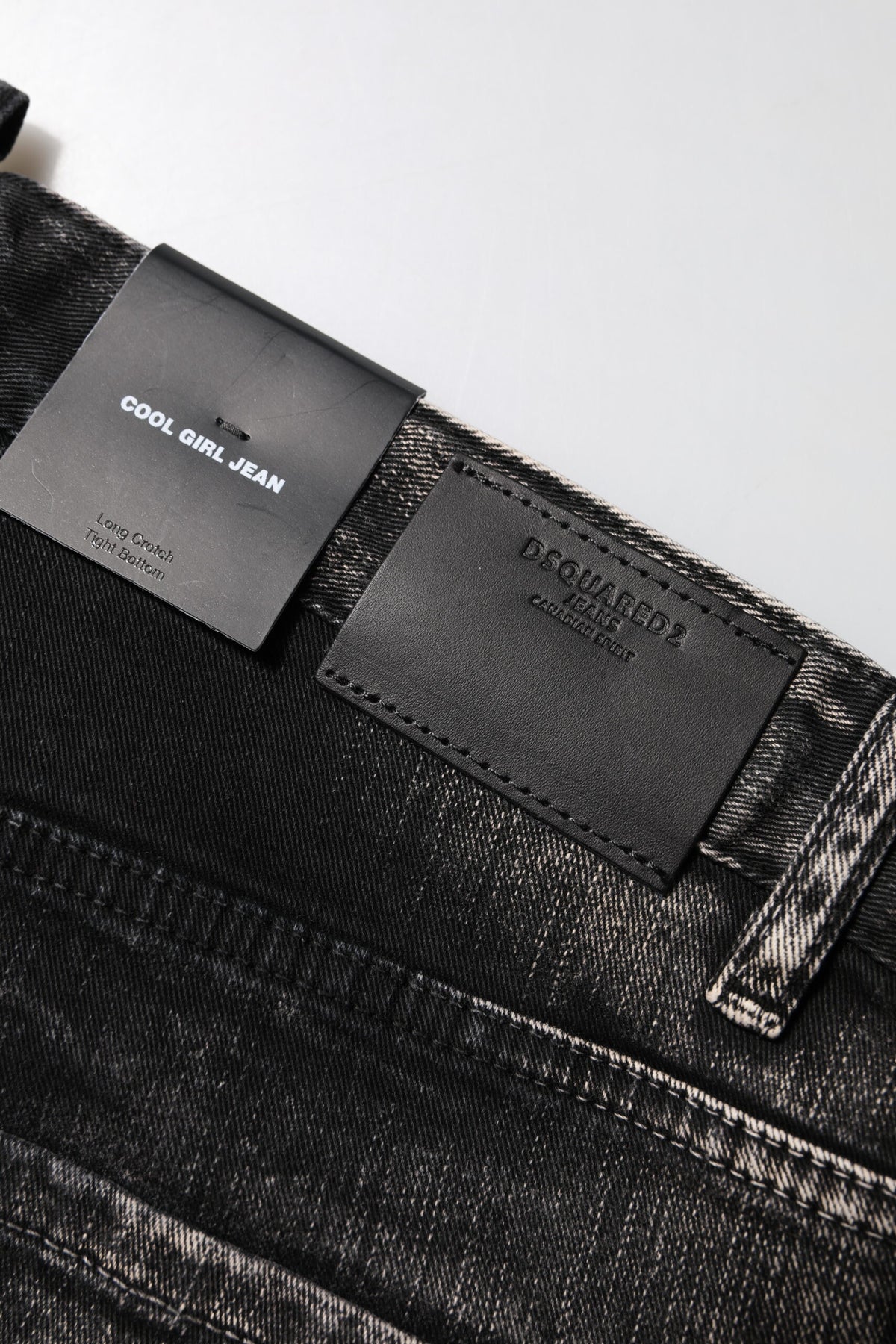 Dsquared² Black Washed Mid Waist Tapered Denim Jeans