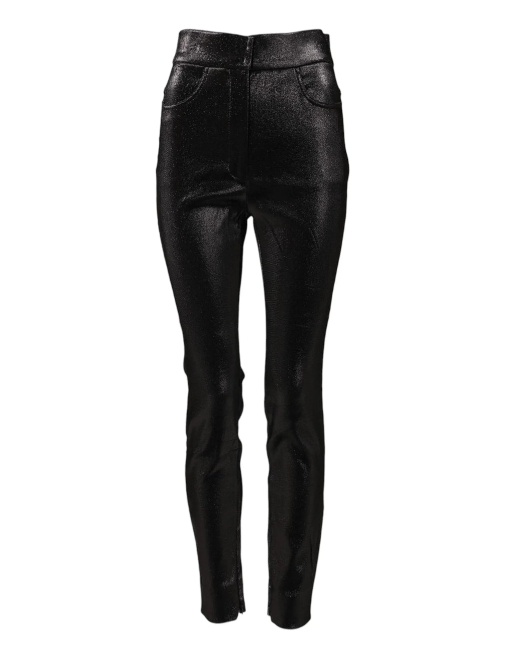 Dolce & Gabbana Black Cotton Stretch Silver Lurex Thread Pants - Zeiniez