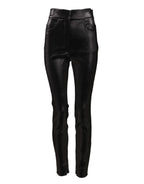 Dolce & Gabbana Black Cotton Stretch Silver Lurex Thread Pants - Zeiniez