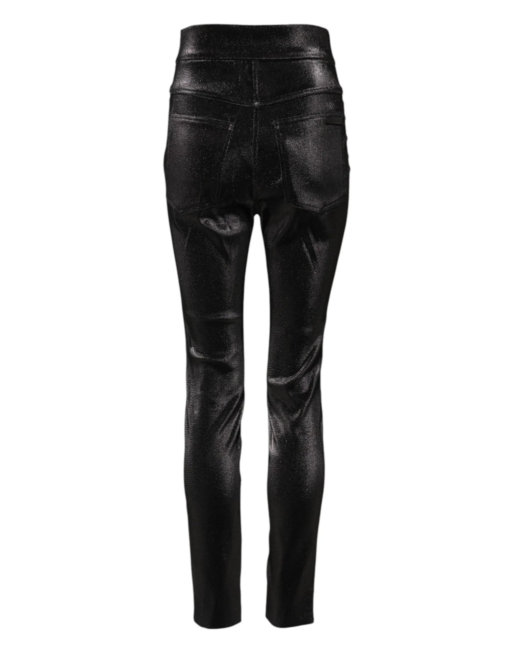 Dolce & Gabbana Black Cotton Stretch Silver Lurex Thread Pants - Zeiniez