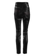 Dolce & Gabbana Black Cotton Stretch Silver Lurex Thread Pants - Zeiniez