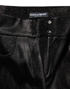 Dolce & Gabbana Black Cotton Stretch Silver Lurex Thread Pants