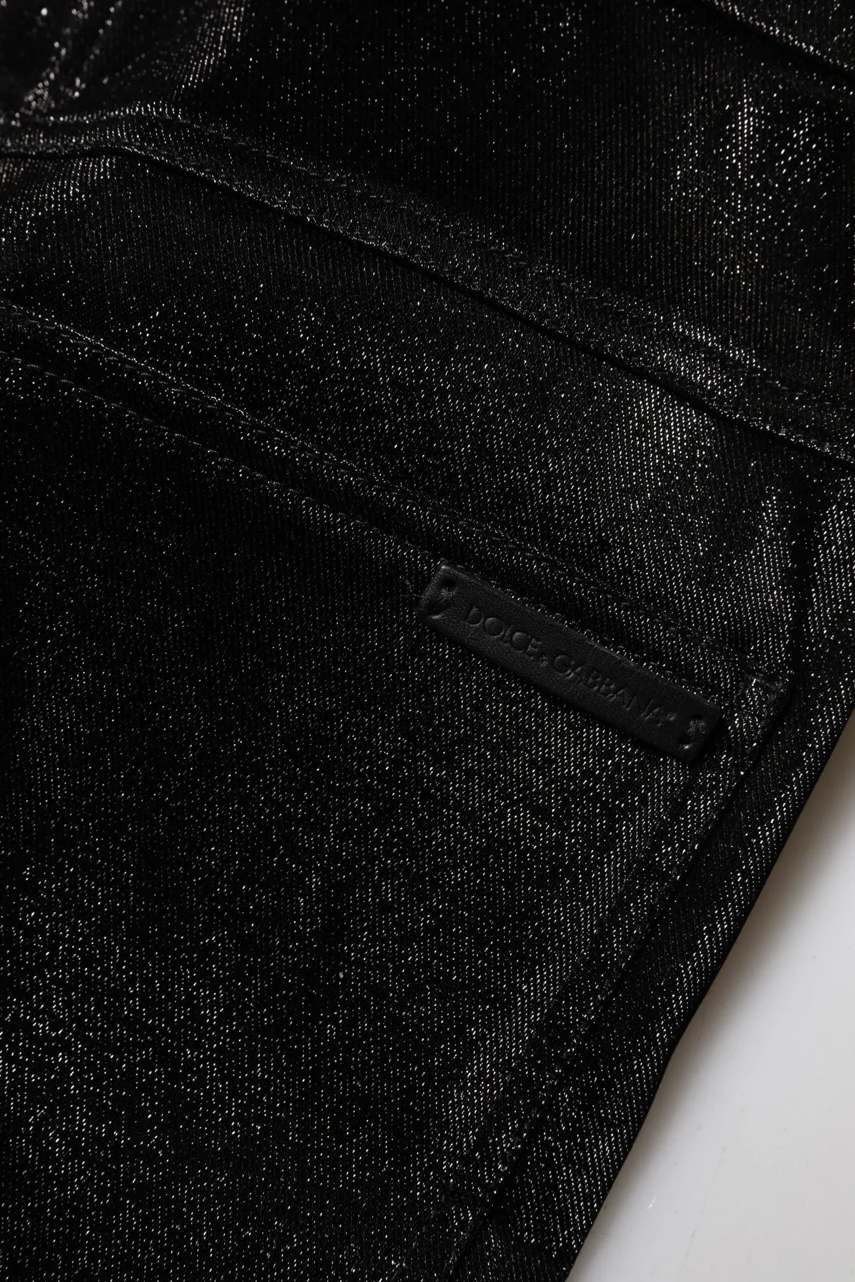 Dolce & Gabbana Black Cotton Stretch Silver Lurex Thread Pants - Zeiniez