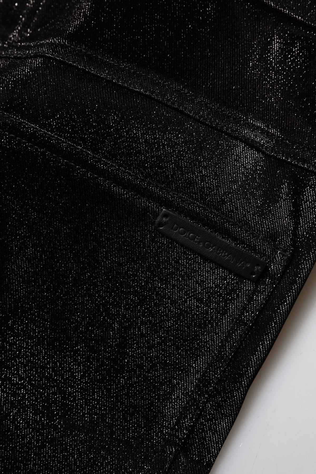 Dolce & Gabbana Black Cotton Stretch Silver Lurex Thread Pants