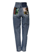 Dolce & Gabbana Blue Cotton Tattered High Waist Denim Jeans - Zeiniez