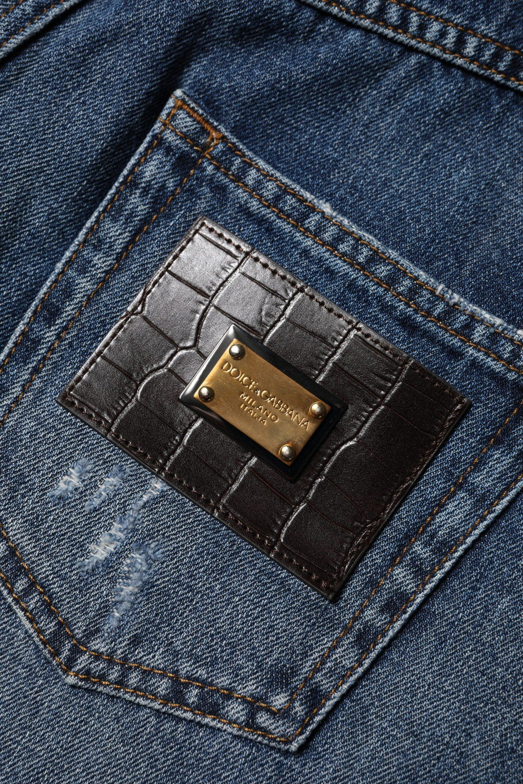 Dolce & Gabbana Blue Cotton Tattered Denim Bermuda Shorts - Zeiniez