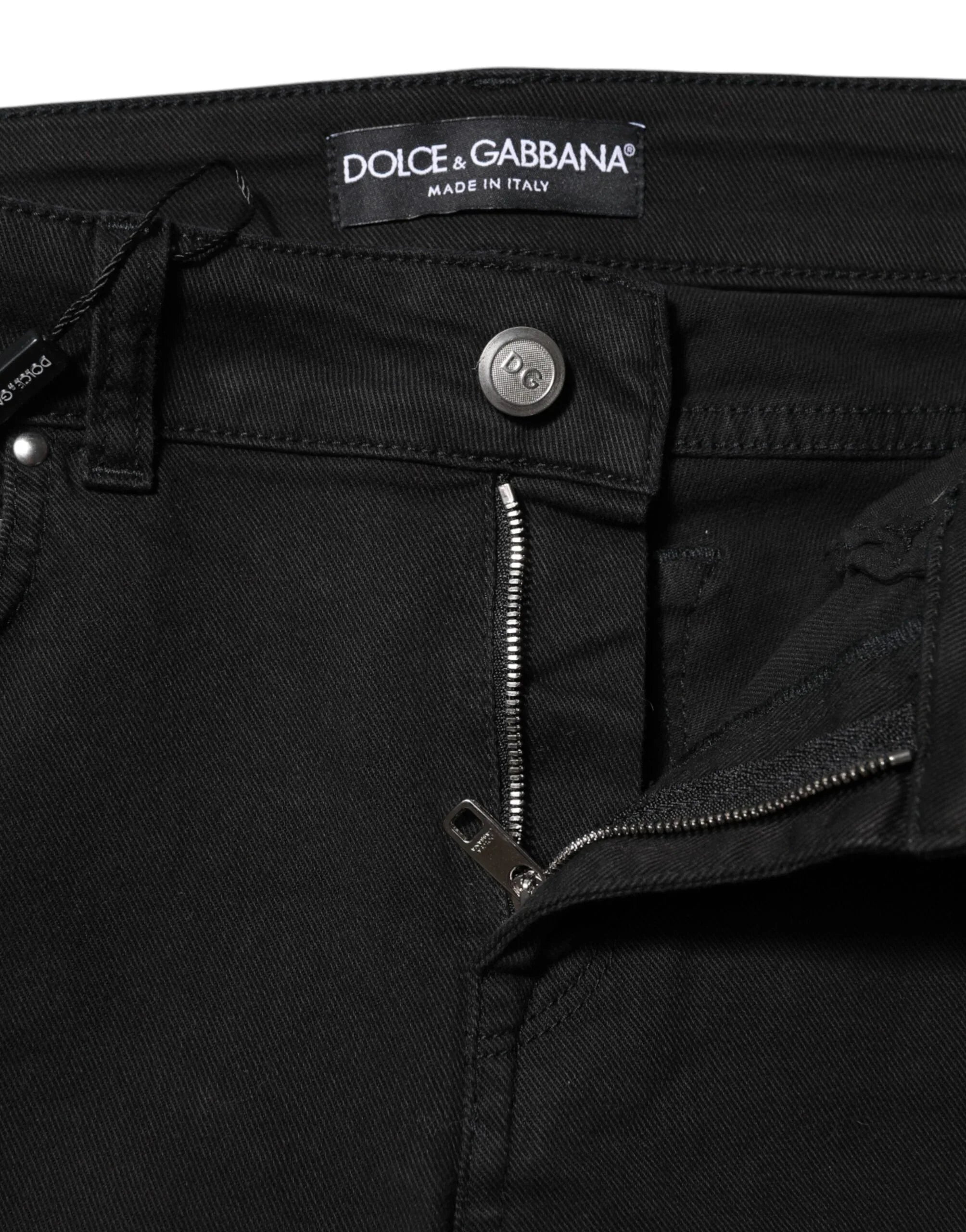 Dolce & Gabbana Black Cotton Skinny Mid Waist Denim Jeans - Zeiniez