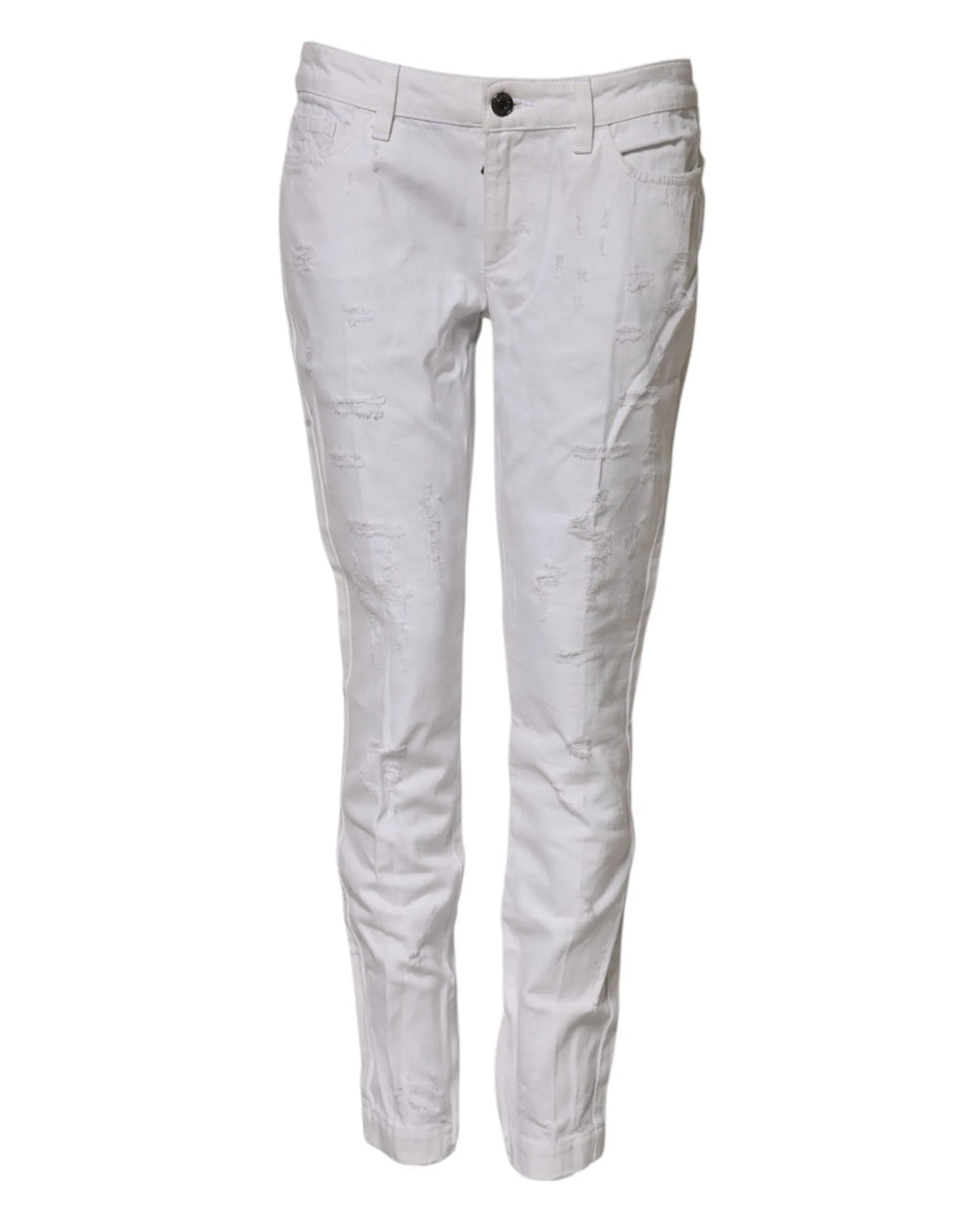 Dolce & Gabbana White Cotton Mid Waisted Women Denim Jeans - Zeiniez