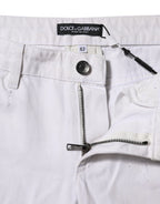 Dolce & Gabbana White Cotton Mid Waisted Women Denim Jeans - Zeiniez