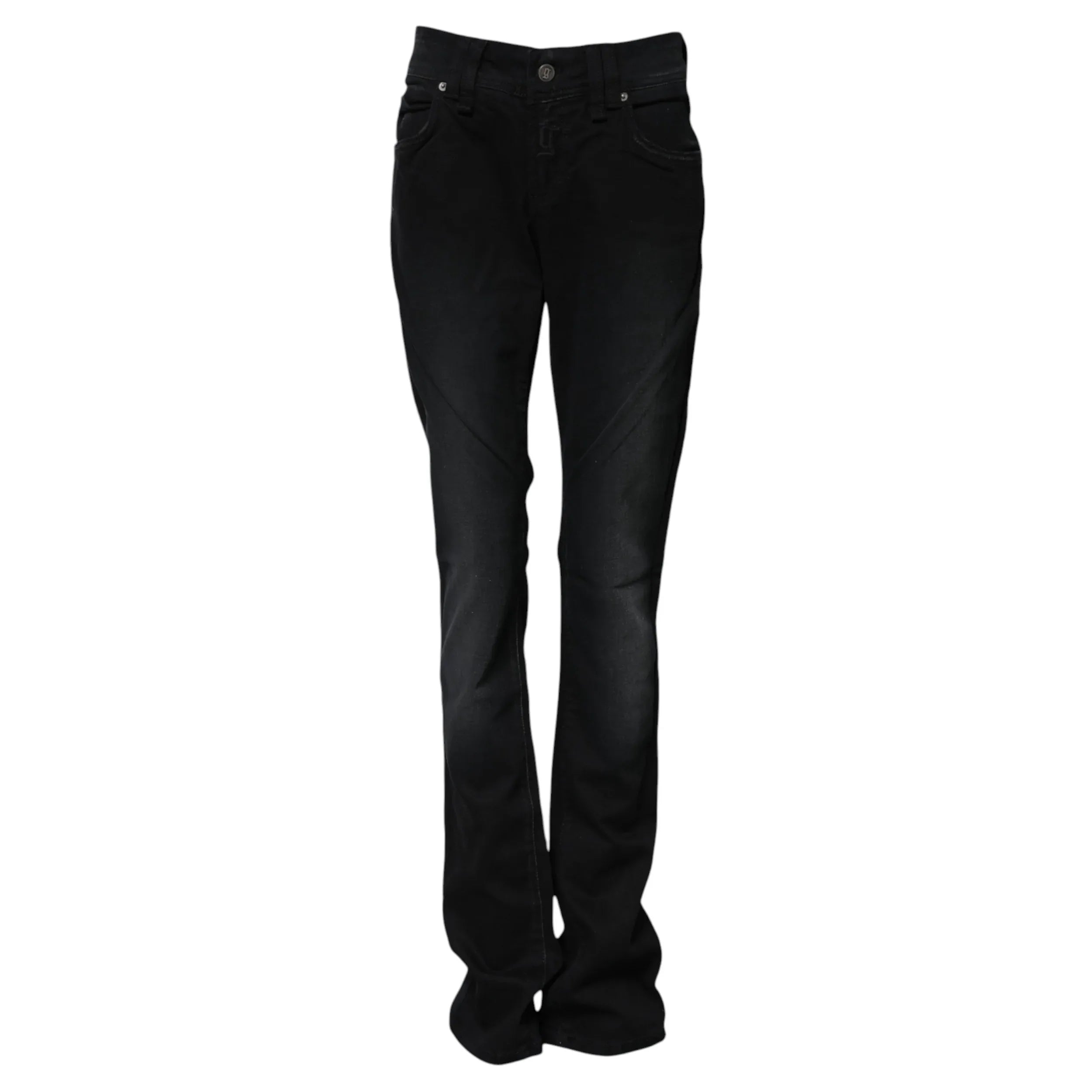 John Galliano Black Cotton Mid Waist Tapered Denim Jeans - Zeiniez