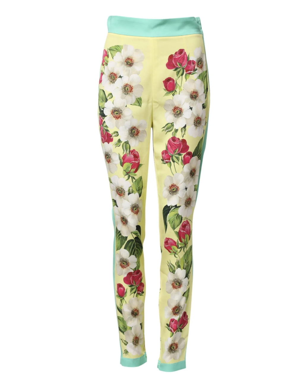 Dolce & Gabbana Yellow Silk Floral Leggings Pants - Zeiniez