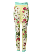 Dolce & Gabbana Yellow Silk Floral Leggings Pants - Zeiniez