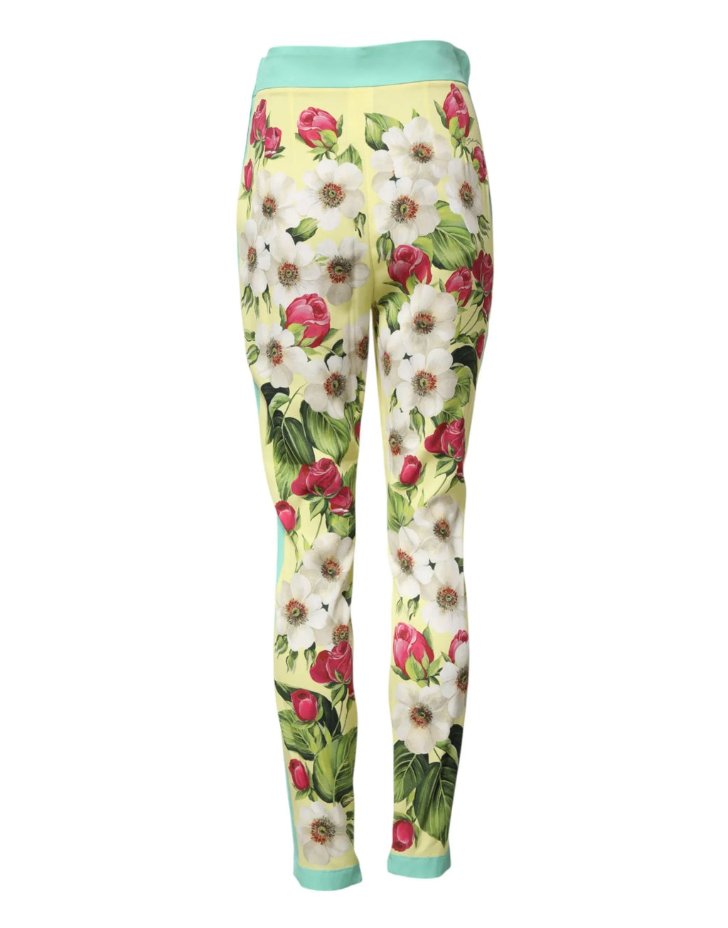 Dolce & Gabbana Yellow Silk Floral Leggings Pants - Zeiniez