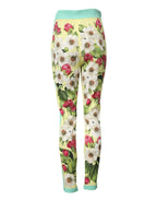 Dolce & Gabbana Yellow Silk Floral Leggings Pants - Zeiniez
