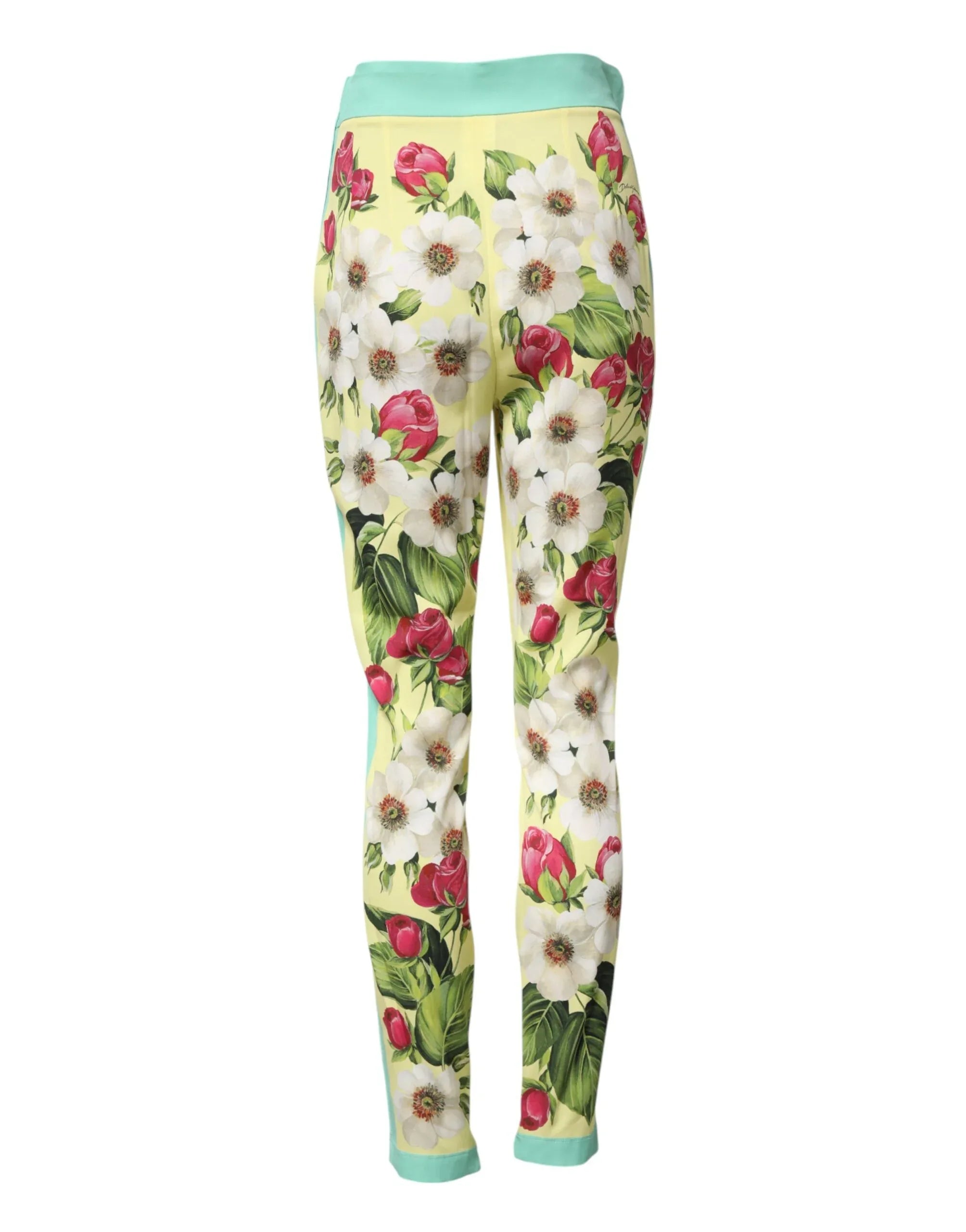Dolce & Gabbana Yellow Silk Floral Leggings Pants - Zeiniez