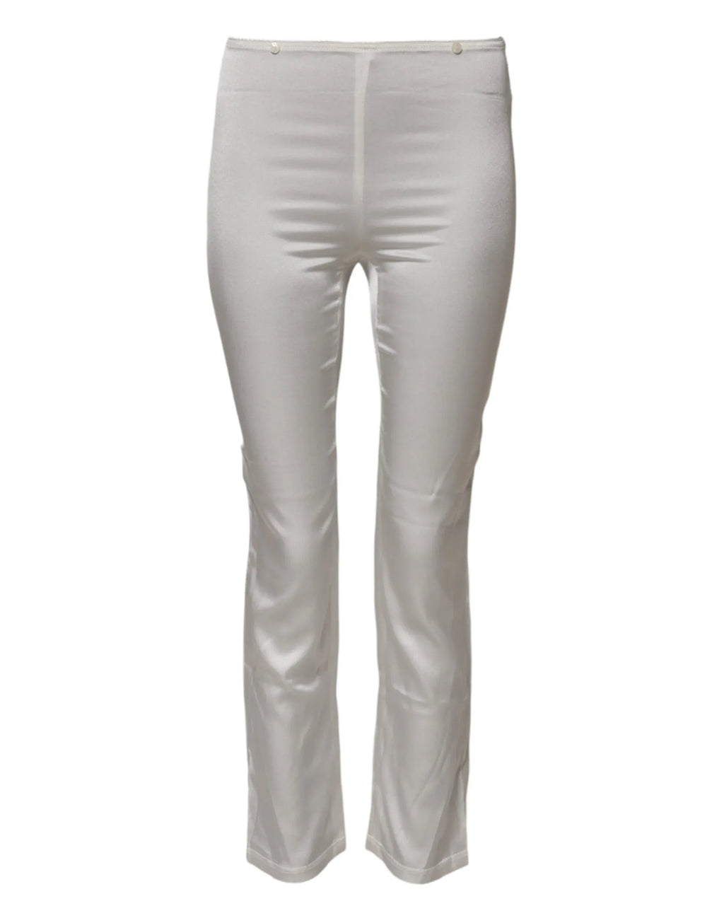 Dolce & Gabbana Ivory Silk Tapered High Waist Pants - Zeiniez