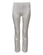Dolce & Gabbana Ivory Silk Tapered High Waist Pants - Zeiniez