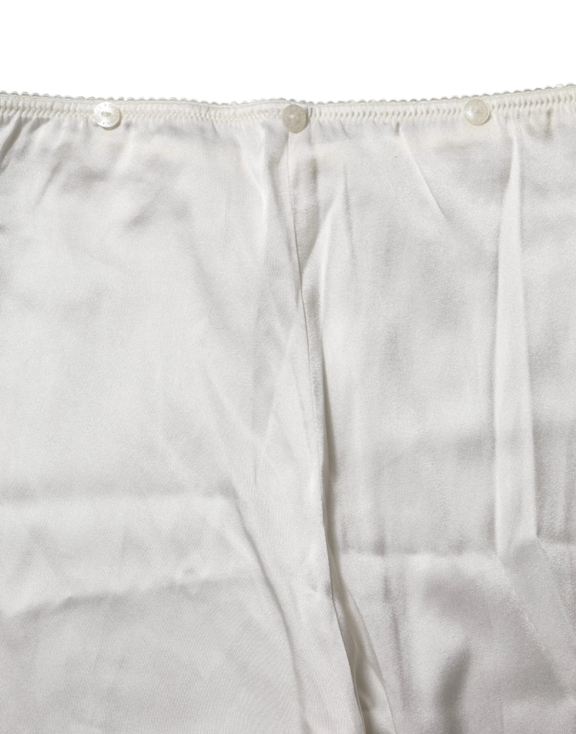 Dolce & Gabbana Ivory Silk Tapered High Waist Pants - Zeiniez