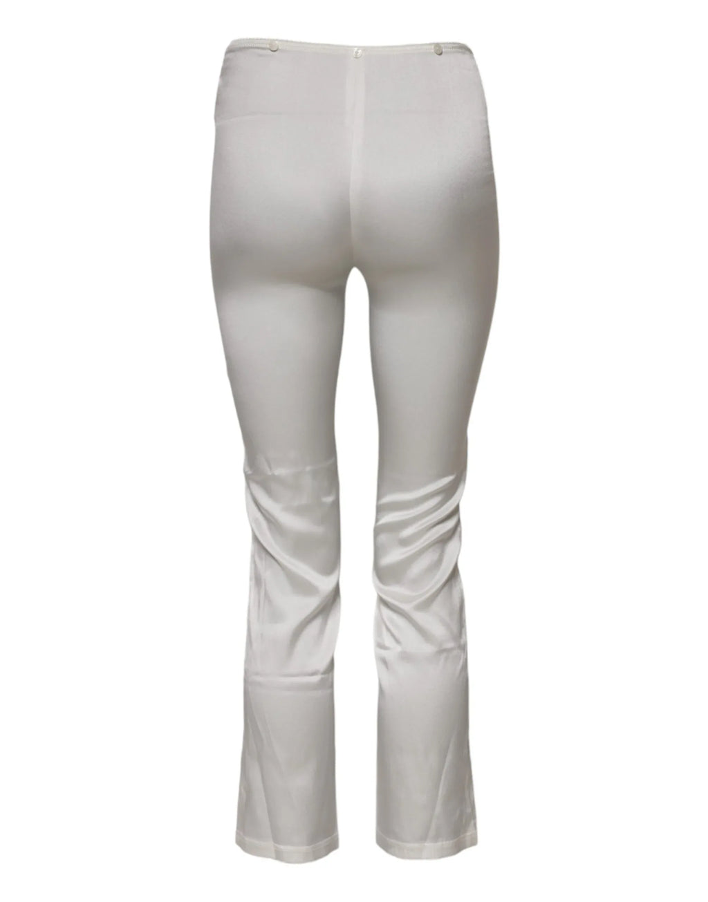 Dolce & Gabbana Ivory Silk Tapered High Waist Pants - Zeiniez