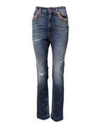 Dolce & Gabbana Blue Rhinestone Embellished Denim Jeans - Zeiniez