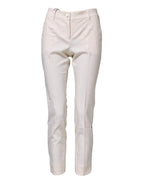 Dolce & Gabbana White Wool Tapered High Waist Pants - Zeiniez