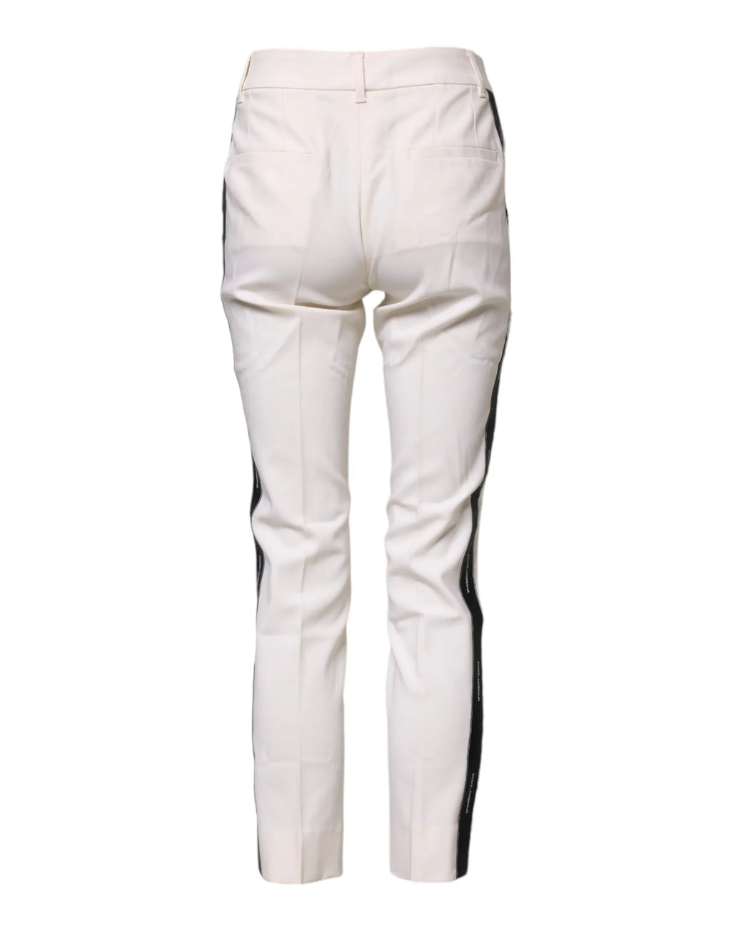 Dolce & Gabbana White Wool Tapered High Waist Pants - Zeiniez
