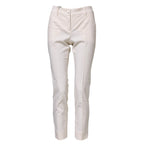 Dolce & Gabbana White Wool Tapered High Waist Pants - Zeiniez