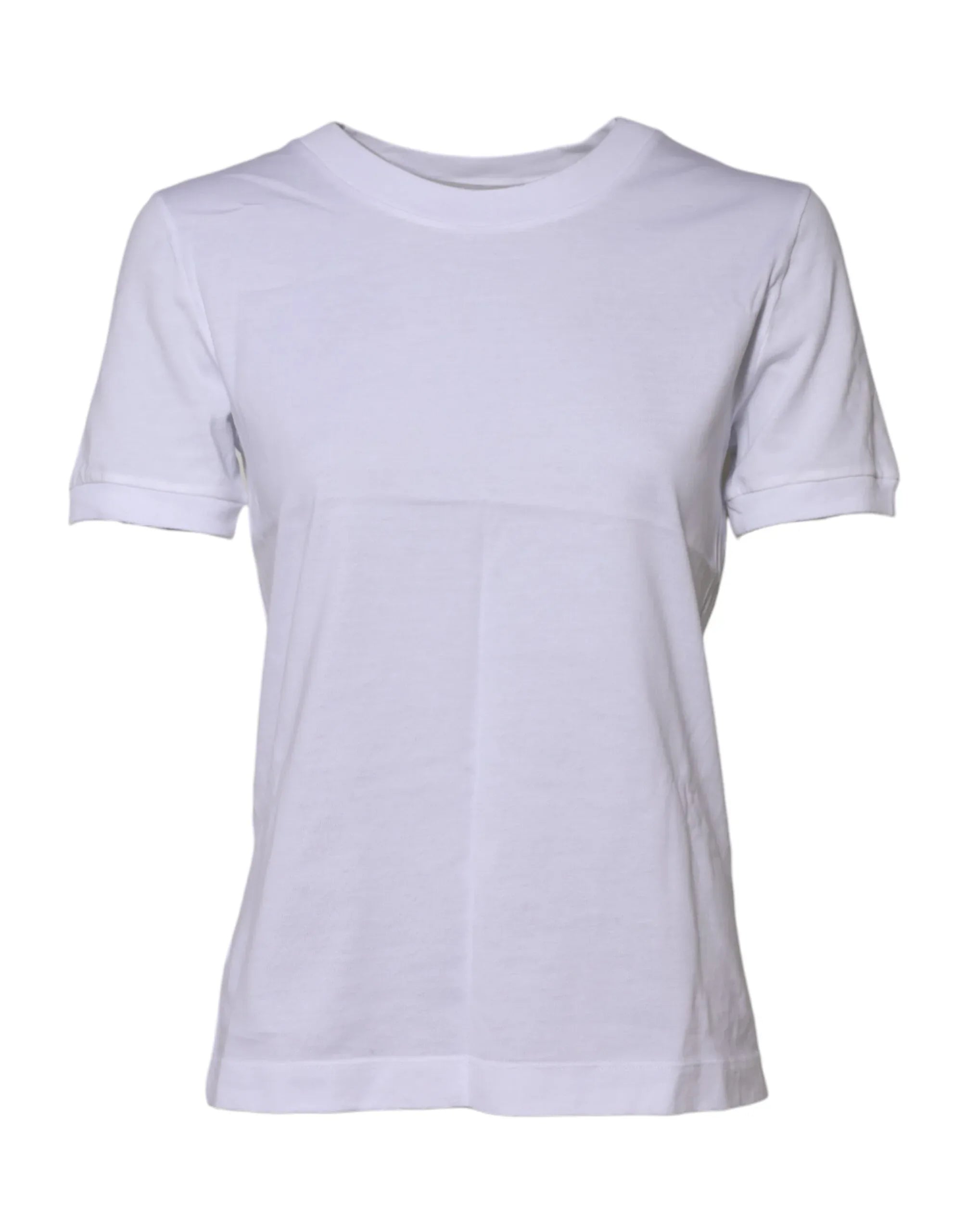 Dolce & Gabbana White Cotton Round Neck Short Sleeves T-shirt - Zeiniez