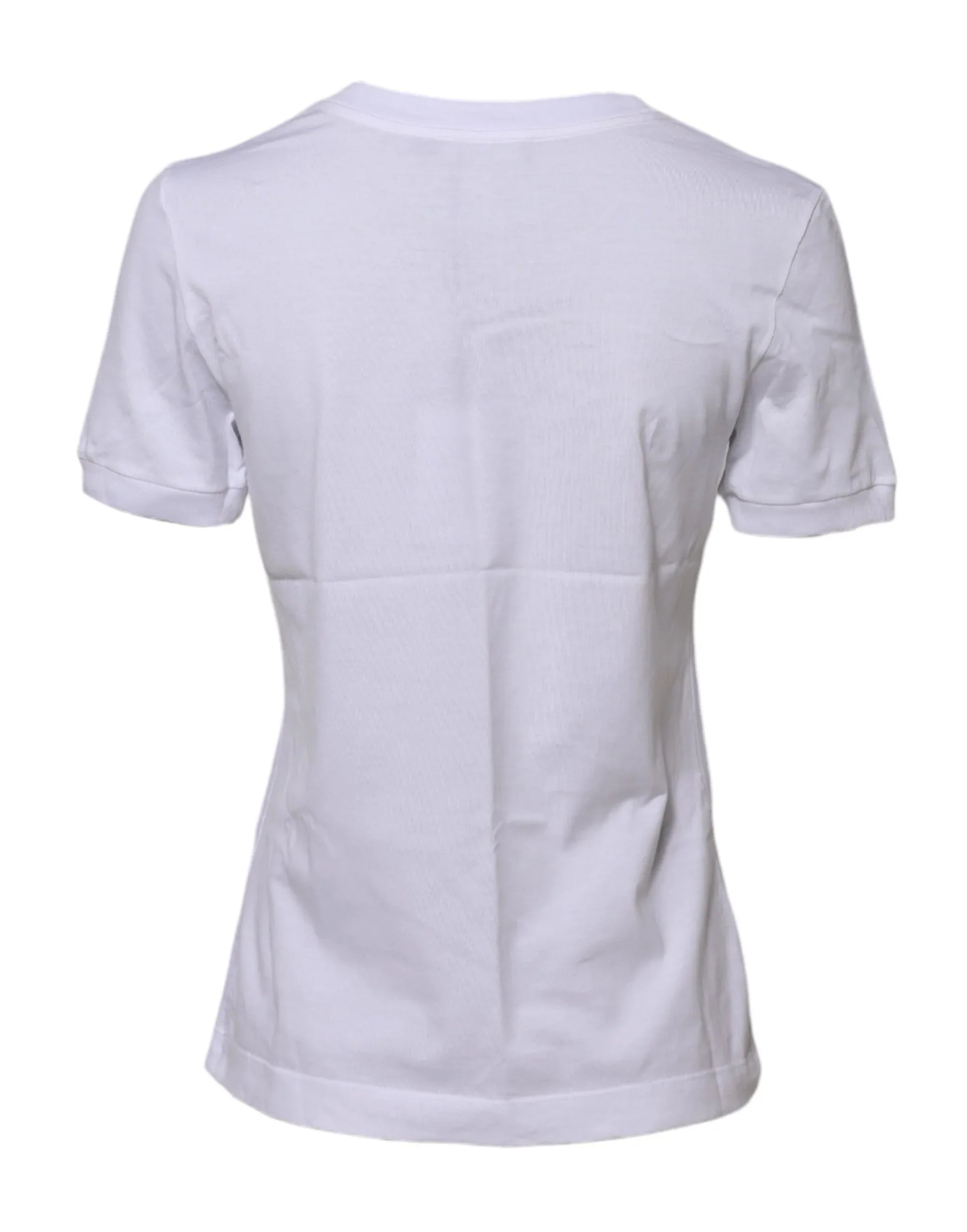 Dolce & Gabbana White Cotton Round Neck Short Sleeves T-shirt - Zeiniez