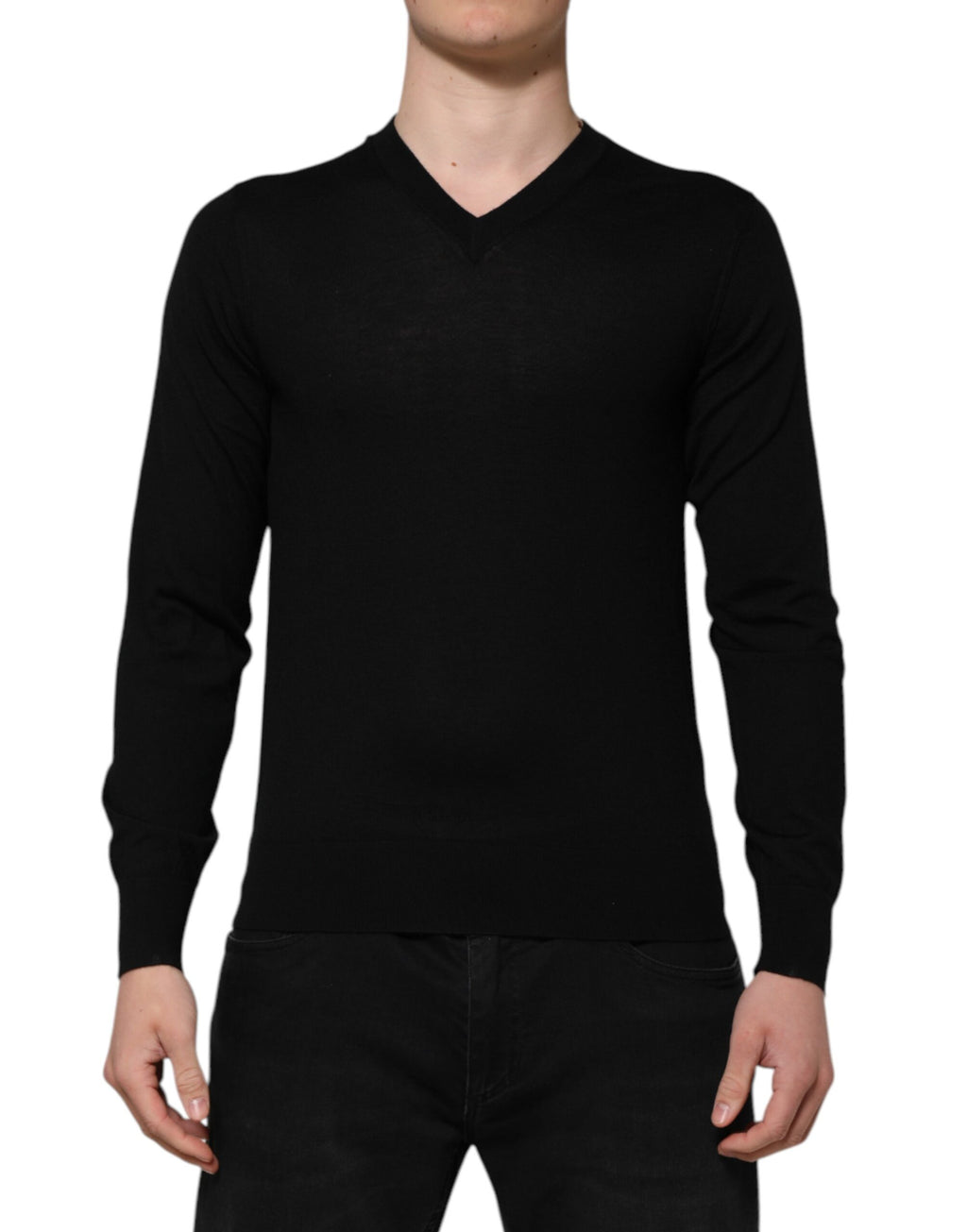 Dolce & Gabbana Dark Gray Embroidered Logo Pullover Sweater