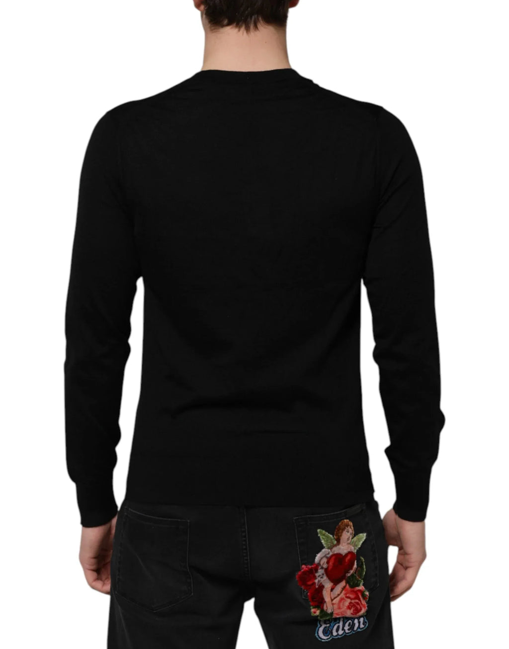 Dolce & Gabbana Dark Gray Embroidered Logo Pullover Sweater - Zeiniez