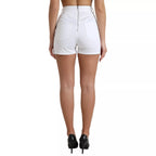 Dolce & Gabbana White Front Lace High Waist Hot Pants Shorts
