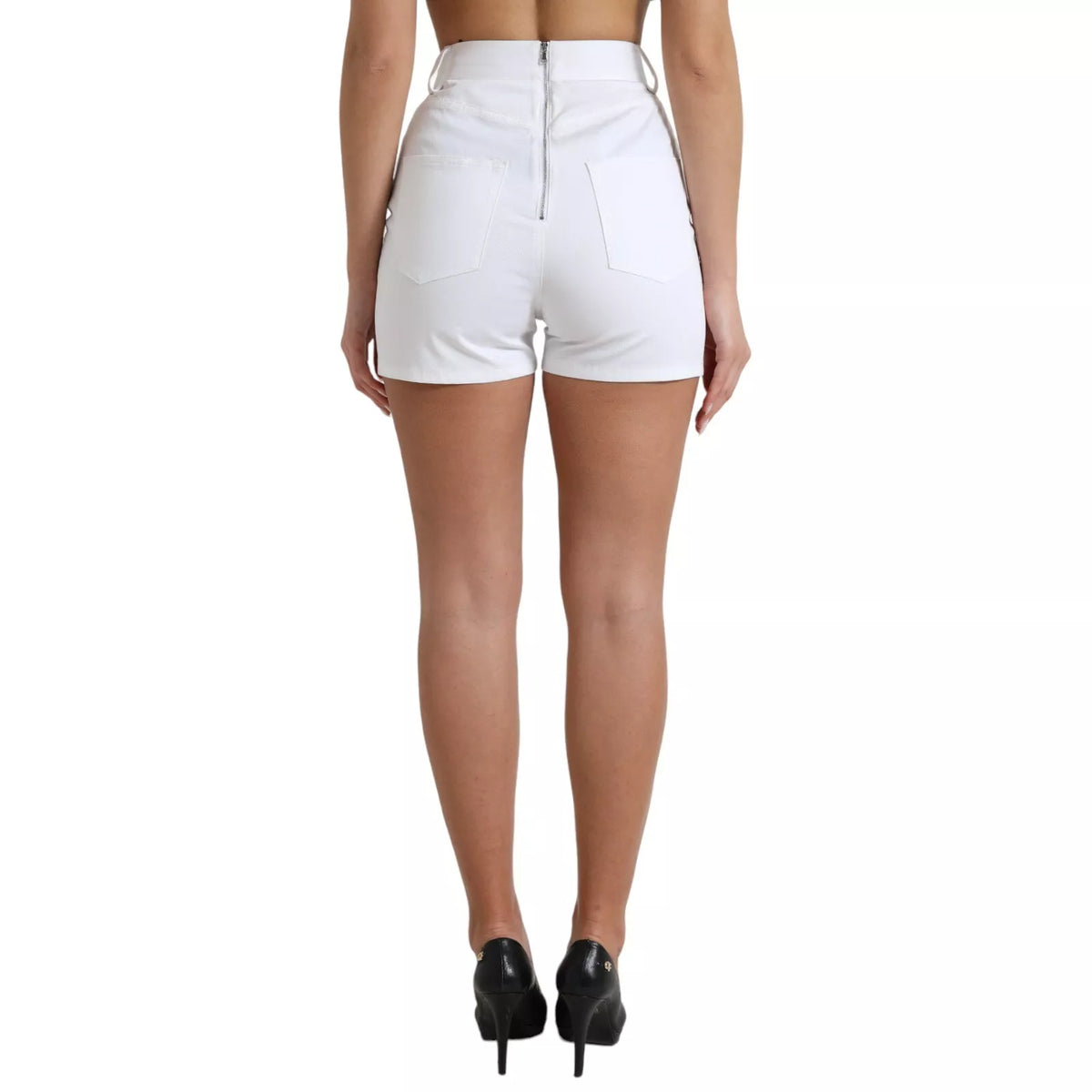 Dolce & Gabbana White Front Lace High Waist Hot Pants Shorts