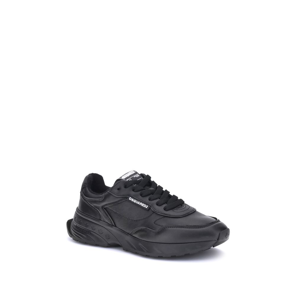 Dsquared² Black Calf Leather Bos Taurus Athletic Sneakers - Zeiniez