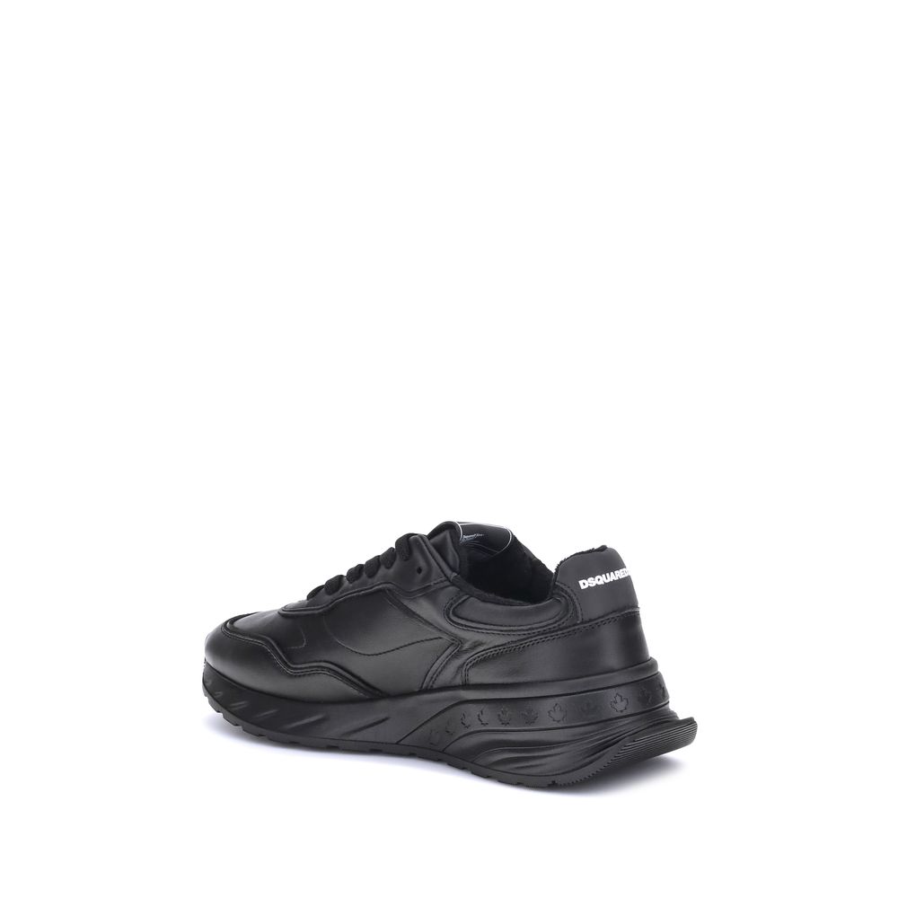 Dsquared² Black Calf Leather Bos Taurus Athletic Sneakers - Zeiniez