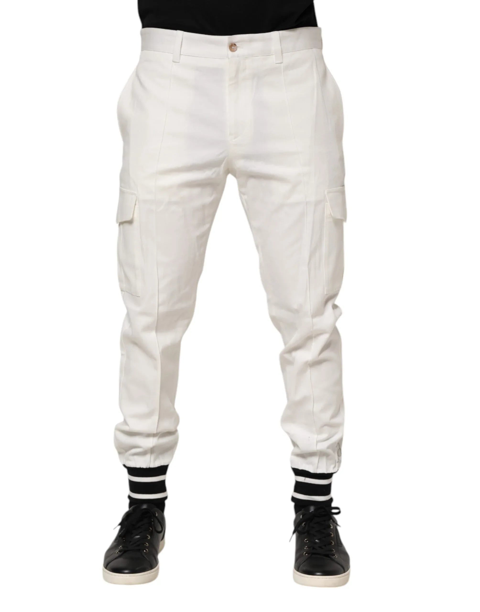 Dolce & Gabbana White Cotton Jogger Cargo Skinny Men Pants - Zeiniez