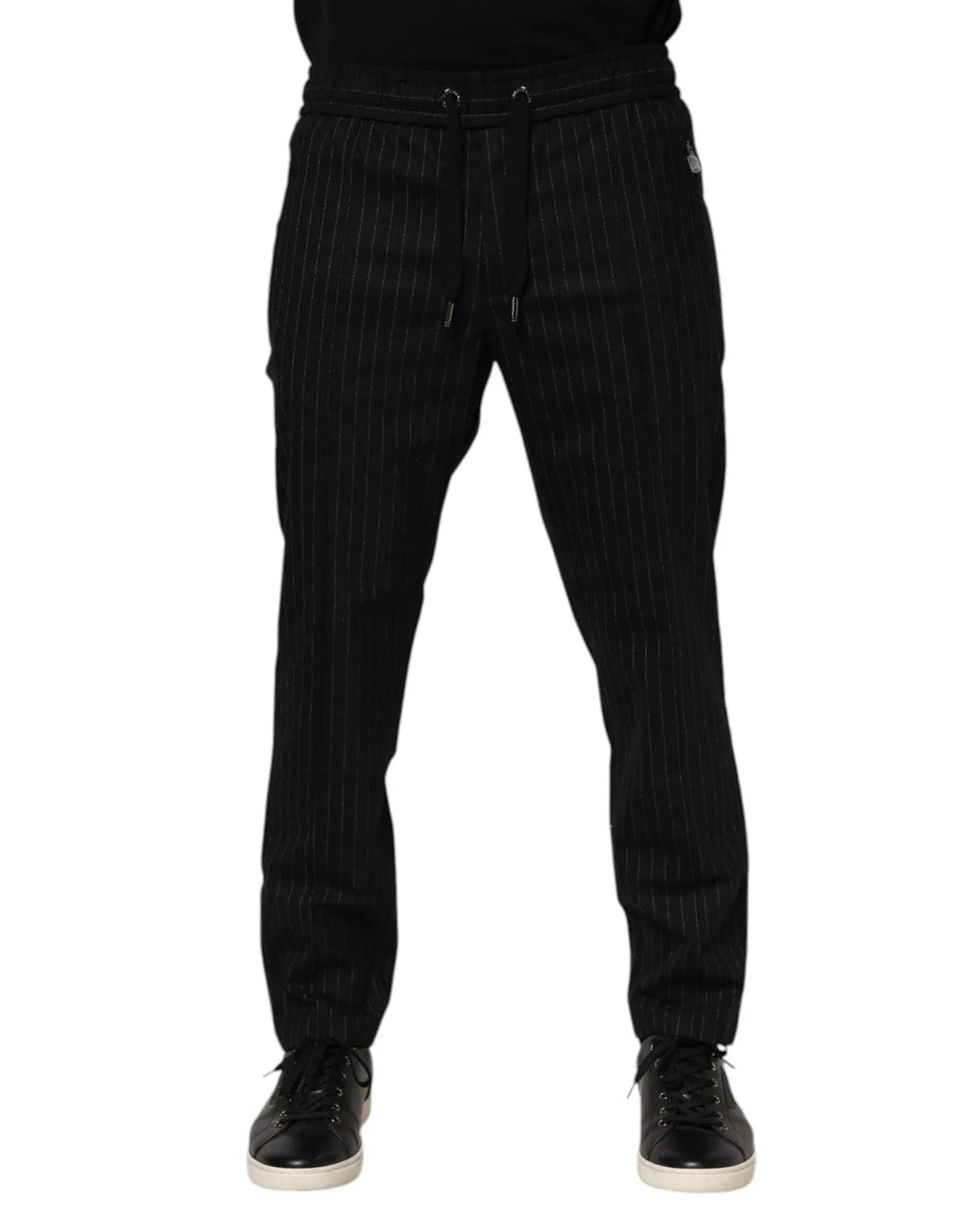 Dolce & Gabbana Black Striped Wool Men Jogger Pants - Zeiniez