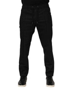 Dolce & Gabbana Black Striped Wool Men Jogger Pants - Zeiniez