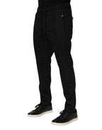 Dolce & Gabbana Black Striped Wool Men Jogger Pants - Zeiniez